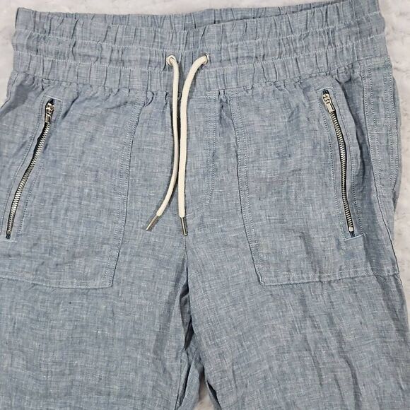 Athleta Size 6 Cabo Linen Jogger Chambray Blue Casual Comfy Lounge Travel - Picture 2 of 8